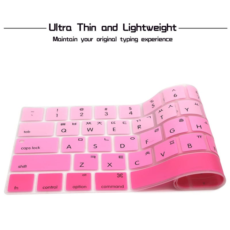 HRH Korean Language Silicone Keyboard Cover for MacBook Pro with Touch Bar 13 Inch and 15 Inch (A2159/A1989/A1706,A1990/A1707) 2019 2018 2016 2017 Release USA Version,Ombre Pink - Image 3